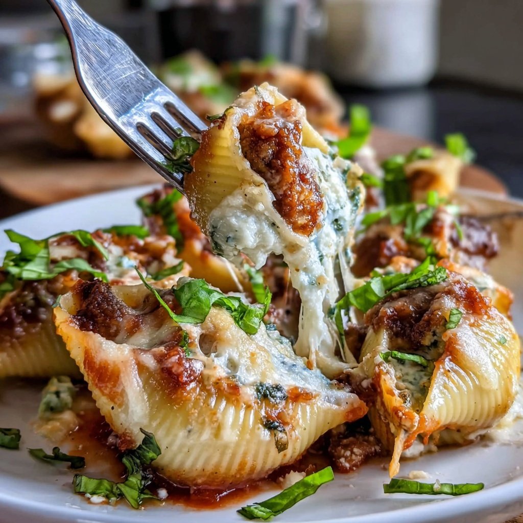 Ground Beef And Spinach Stuffed Shells