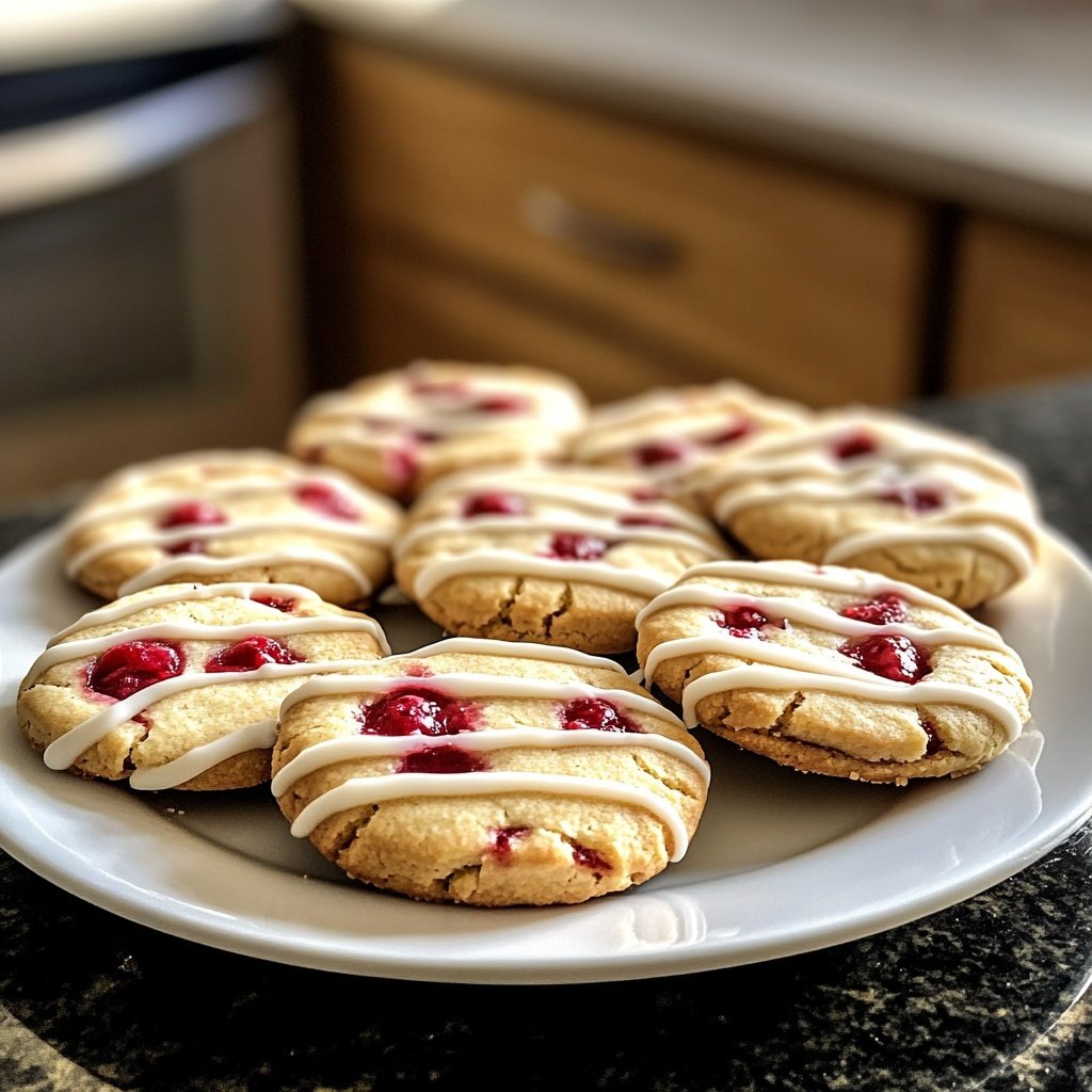 Raspberry Shortbread Cookies 🍇 | White Chocolate Drizzle Perfection