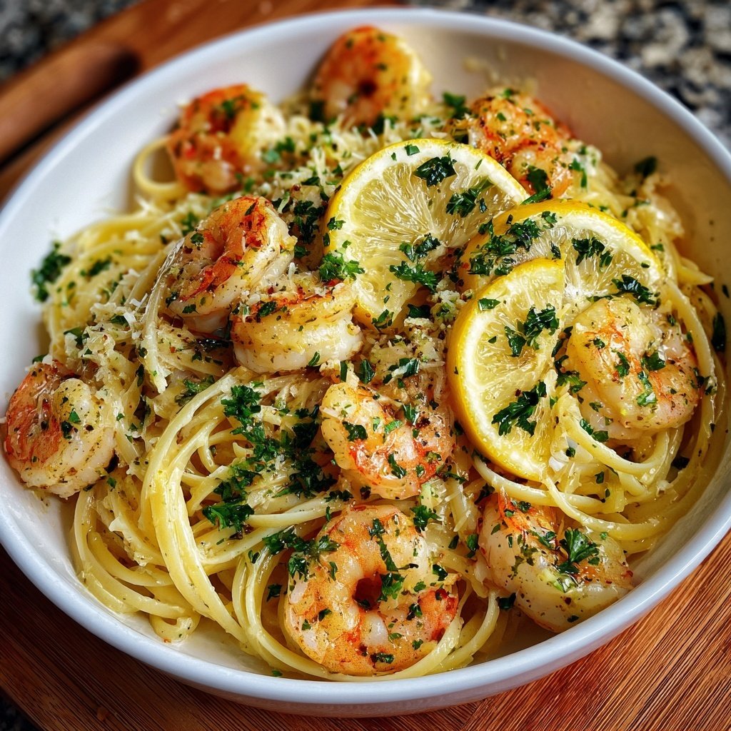 Shrimp Scampi Pasta With Lemon