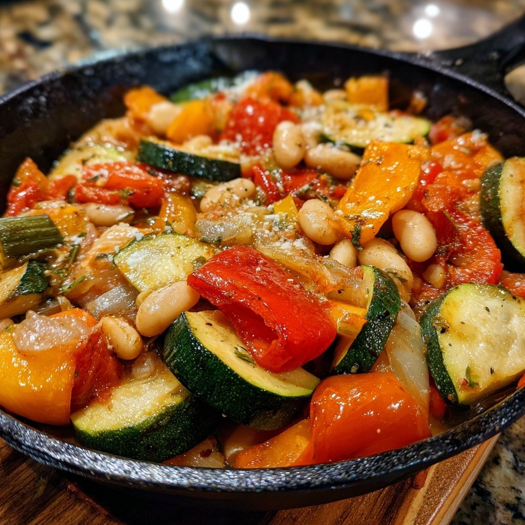 Roasted Veggie White Bean Skillet
